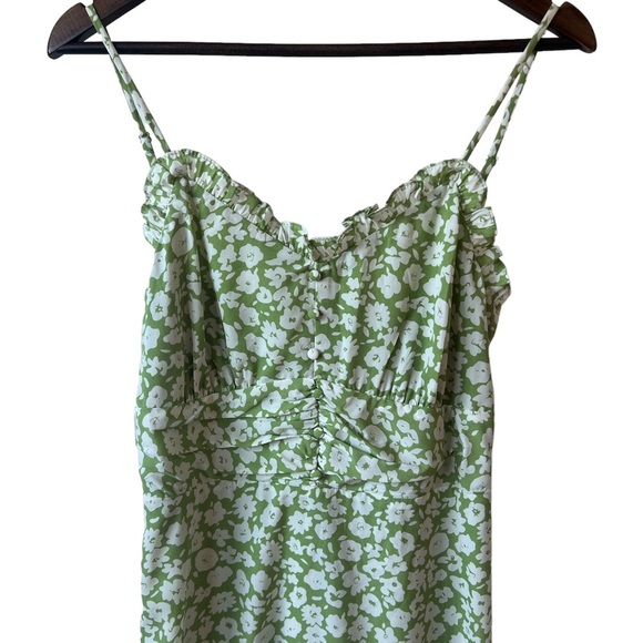 NEW Lulu’s x Lush Timeless Touch Green Floral Print A-Line Midi Dress - Picture 6 of 12